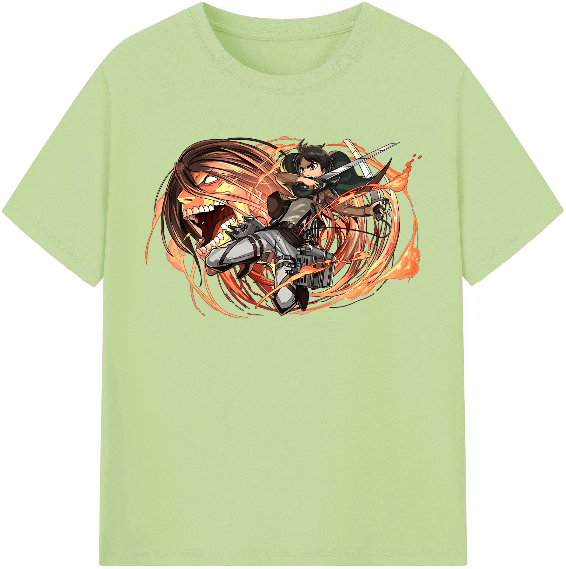（画像用） 進撃の巨人 エレン･イェーガー Attack on Titan Eren Jäger 綿100％半袖Tシャツ（フロントプリント）